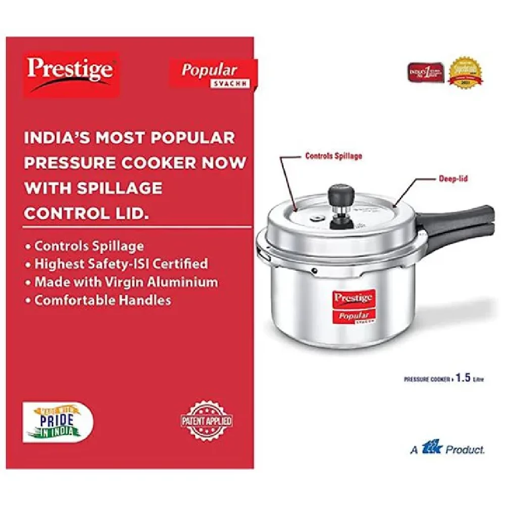 Prestige Popular Svachh Aluminium Outer Lid Pressure Cooker, 1.5 L-5.webp